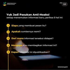 Lima Langkah Menjadi Pasukan Anti Hoaks Ala Kemensos