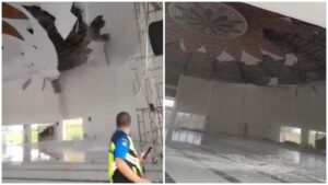 Baru Tiga Bulan Diresmikan Masjid Tanjak Batam Seharga Rp 40 Miliar Sudah Ambruk