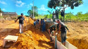 Proses Pembangunan Fisik di Kegiatan TMMD ke-16 Kampung Seraya Sambau Sudah Mulai Berjala
