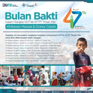 Bulan Bakti PT Timah Tbk Bakal Digelar di Kundur, Masyarakat Bisa Ikuti Khitanan Massal dan Donor Darah