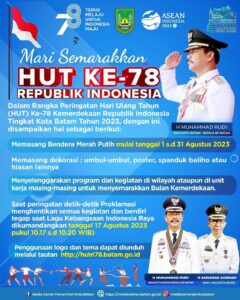 Pemko Batam Ajak Seluruh Lapisan Masyarakat Partisipasi Semarakkan HUT Ke-78 Kemerdekaan RI