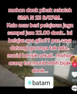 SMA Negeri 23 di Batam Diduga Belum Pulangkan Siswa/i Hingga Pukul 10 Malam