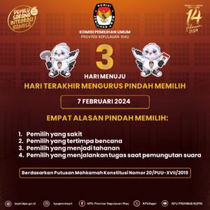 KPU Kepri: 7 Februari Adalah Hari Terakhir Bisa Lakukan Pindah Memilih