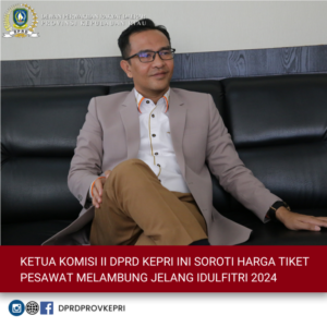 Ketua Komisi II DPRD Kepri Ini Soroti Harga Tiket Pesawat Melambung Jelang Idulfitri 2024