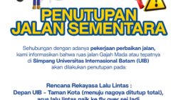 BP Batam Tutup Sementara Ruas Jalan Gajah Mada Depan UIB Mulai Sabtu 25 Juli 2026
